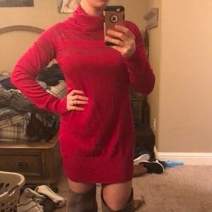 Red sweater dress
